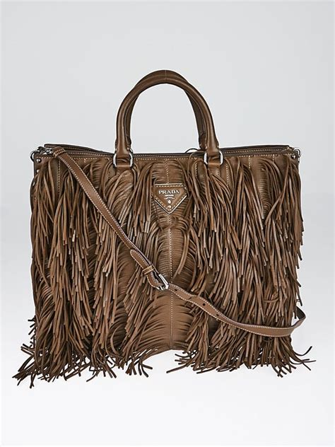 Prada Noce Nappa Leather Fringe Large Tote Bag BN1509